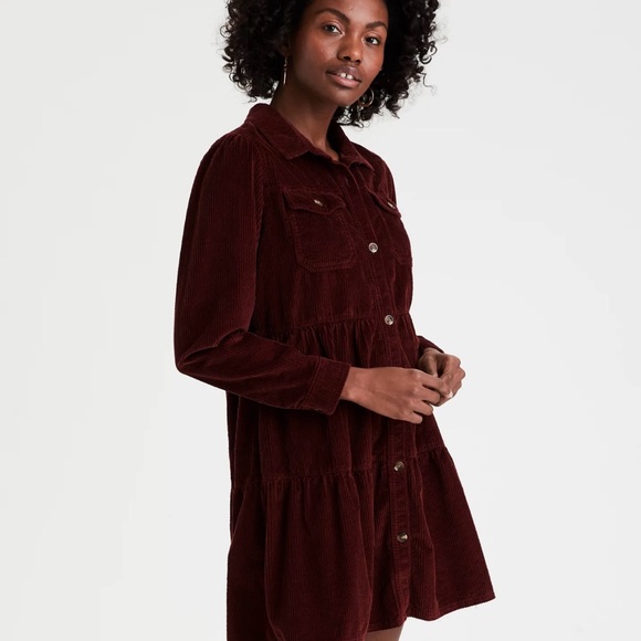 American Eagle Outfitters Dresses & Skirts - American Eagle Outfitters Burgundy Corduroy Dress